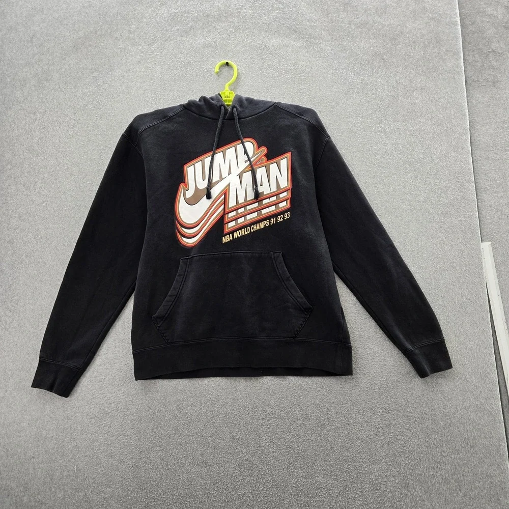 Jordan Men Hoodie M Black Graphic Fleece Jumpman Logo DC9804-010 Activewear READ